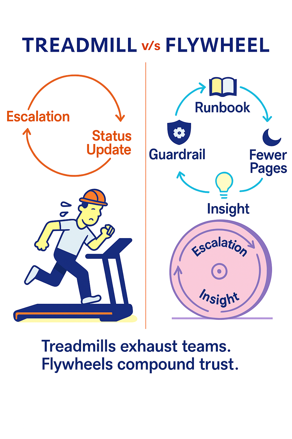 Treadmills exhaust teams. Flywheels compound trust.